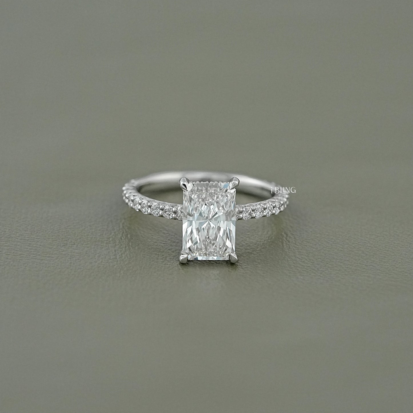 Radiant Lab Grown Diamond Solitaire Accent Ring