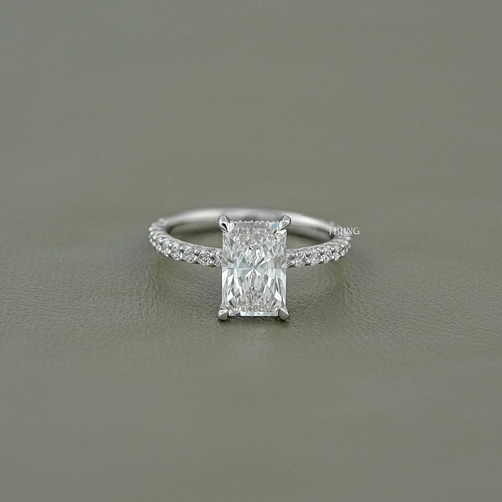 Radiant Lab Grown Diamond Solitaire Accent Ring