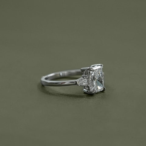 Radiant Cut Lab Diamond Three Stone Ring