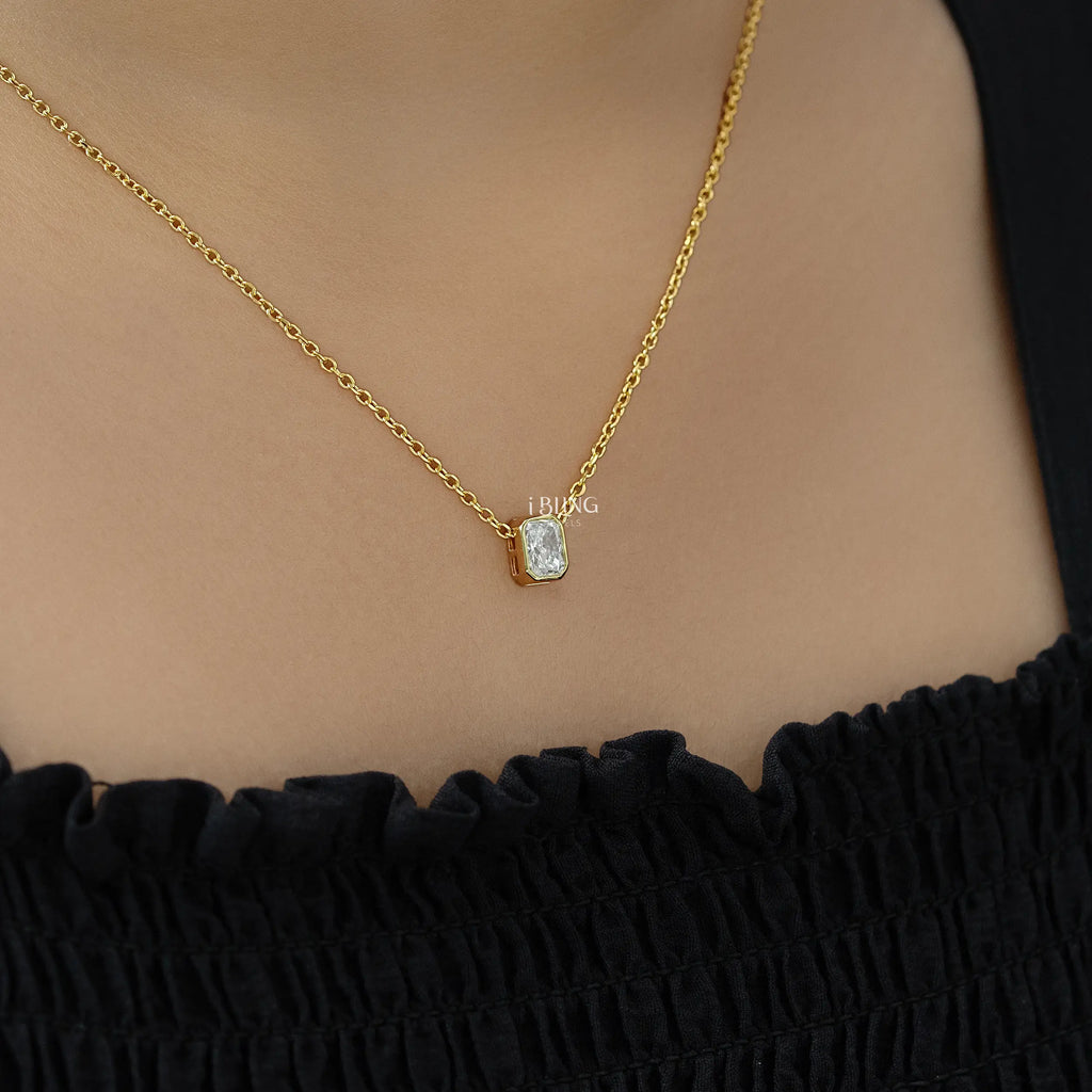Radiant Cut Lab Diamond Solitaire Pendant Necklace