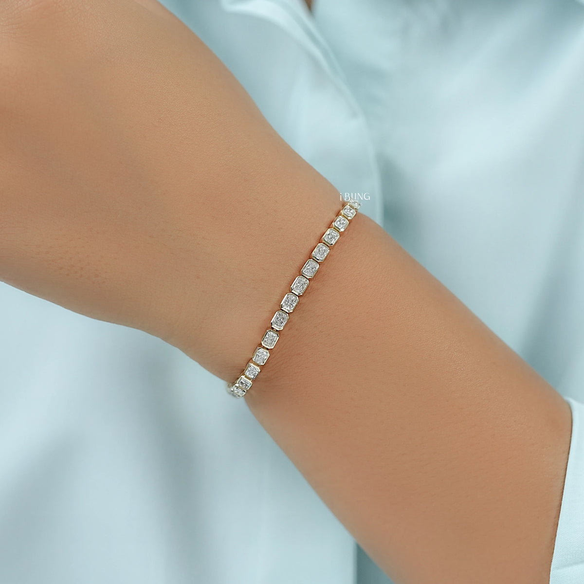 Bezel Set Radiant Cut Lab Diamond Tennis Bracelet Tennis Bracelet