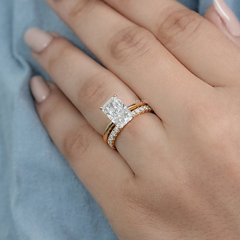 Radiant Cut lab diamond Bridal Ring-Set