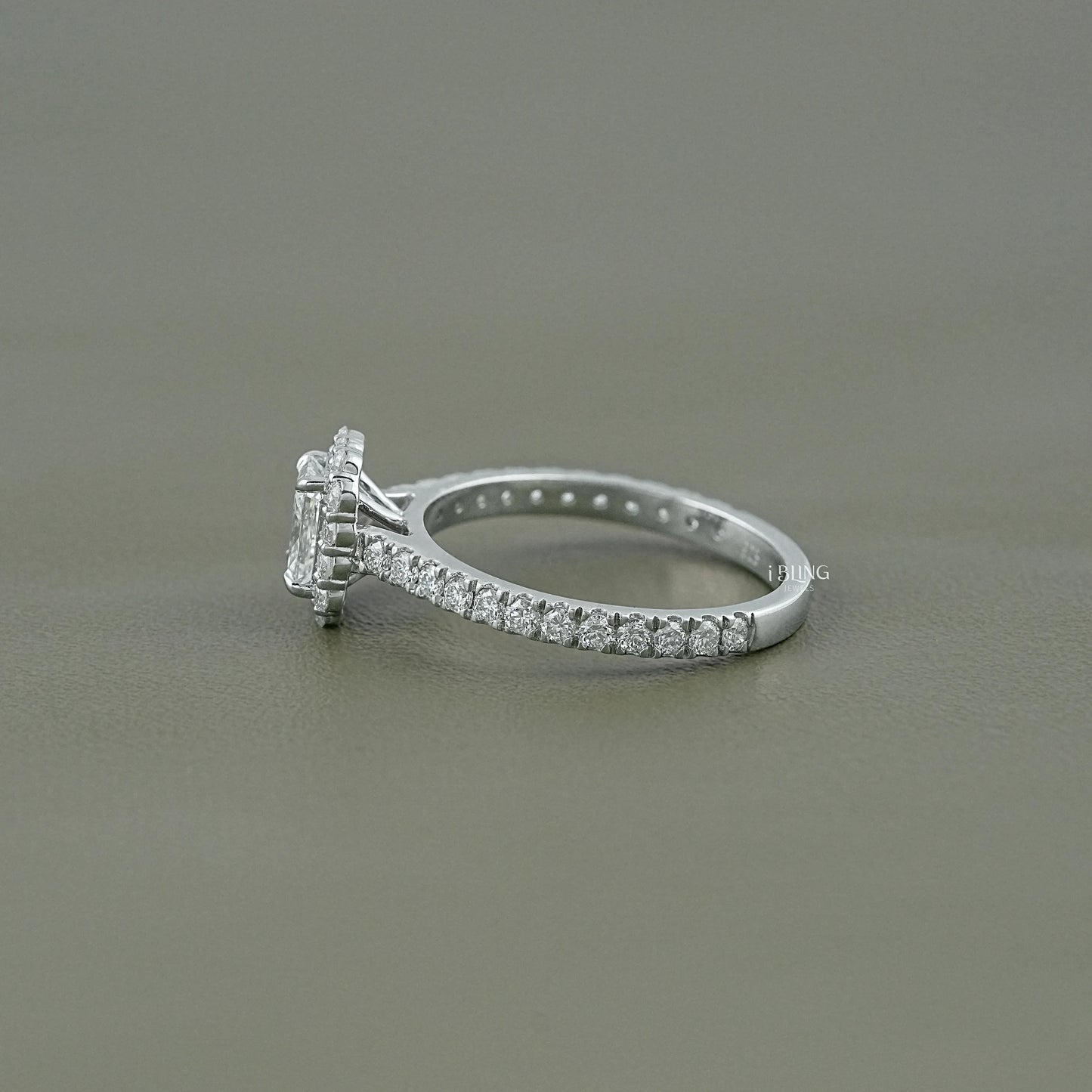 Radiant Cut Lab Diamond Halo Accent Ring Halo Ring