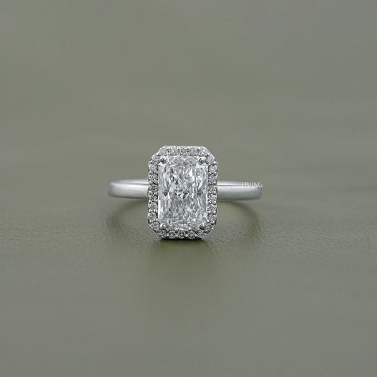 Radiant Cut Lab Diamond Halo Engagement Ring