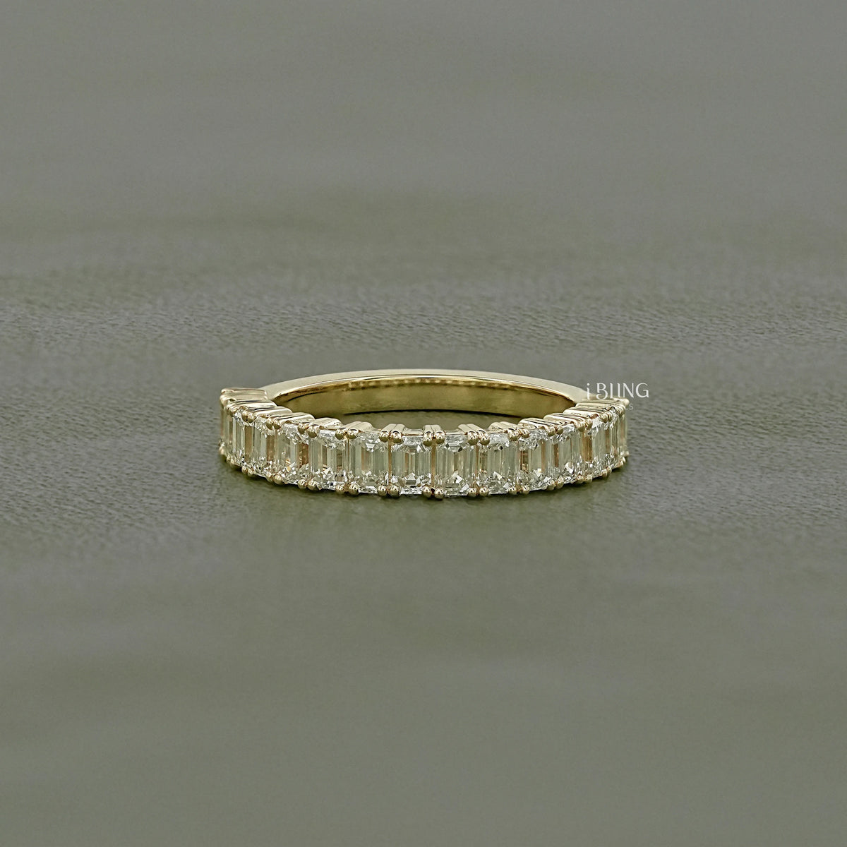 Emerald Cut Lab Diamond Half Eternity Band Half Eternity