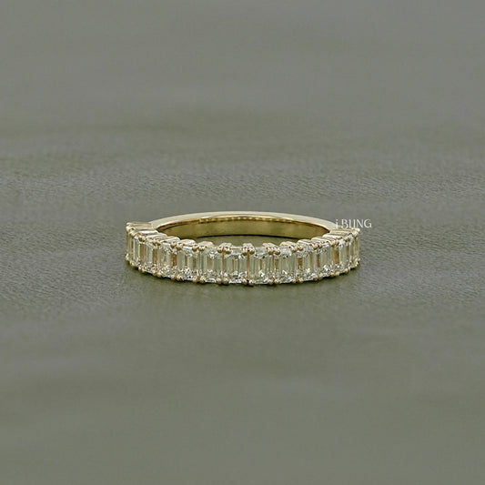 Emerald Cut Lab Diamond Half Eternity Band Half Eternity