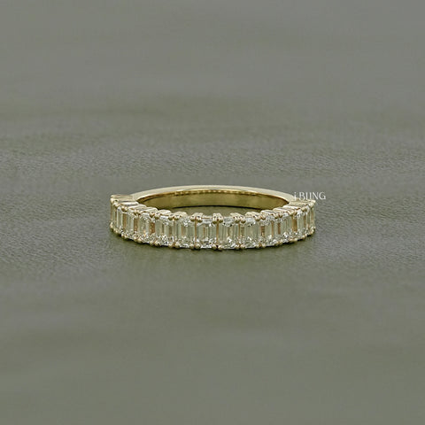 Emerald Cut Lab Diamond Half Eternity Band