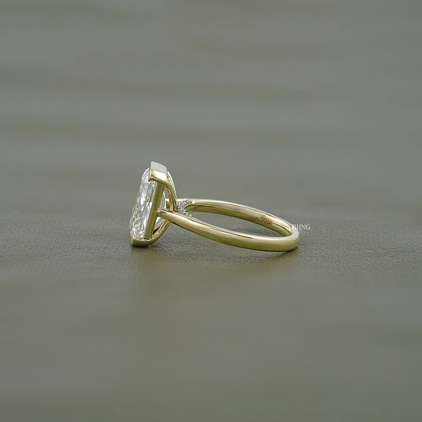 Radiant Half Bezel Set Lab Diamond Solitaire Ring Solitaire Ring