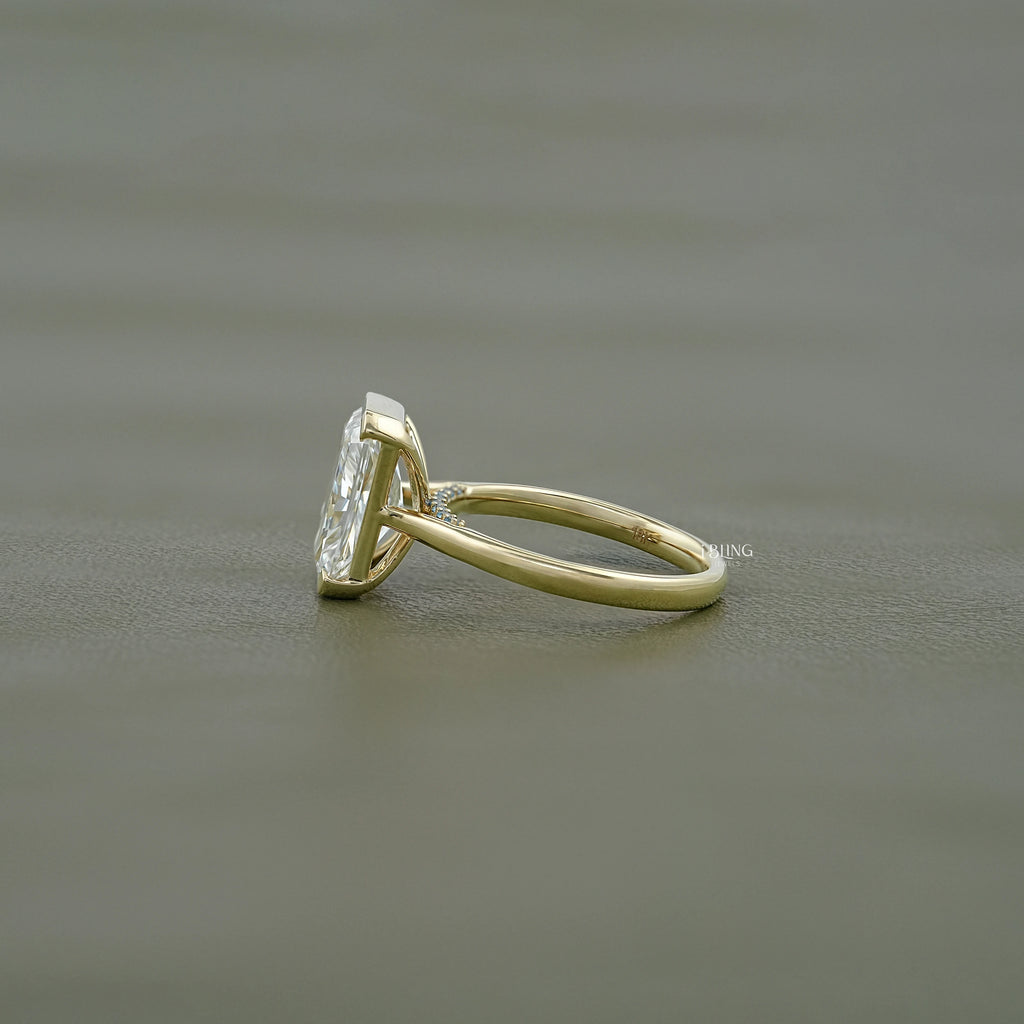 Radiant Half Bezel Set Lab Diamond Solitaire Ring