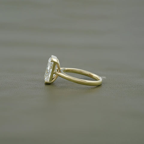 Radiant Half Bezel Set Lab Diamond Solitaire Ring