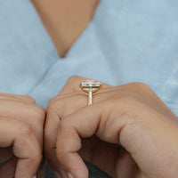 Radiant Half Bezel Set Lab Diamond Solitaire Ring