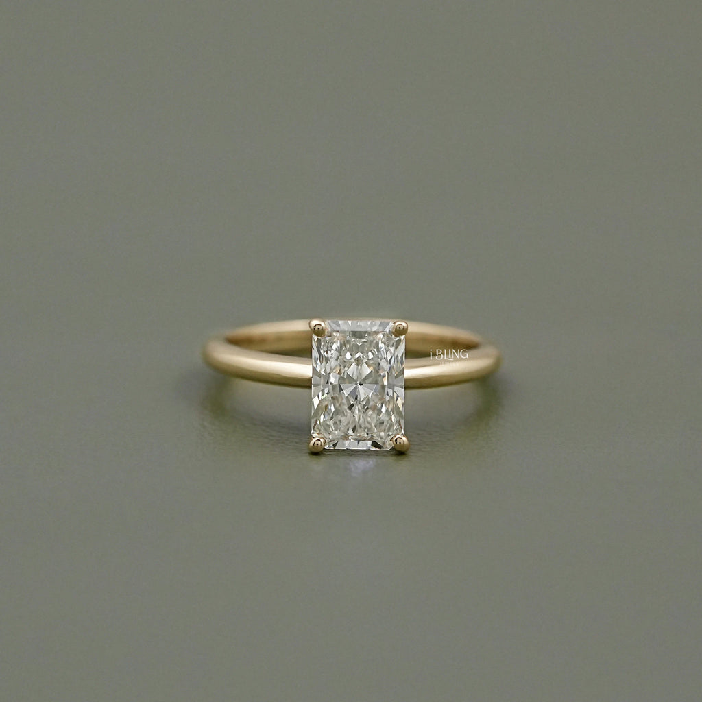 Radiant Cut Lab Diamond Solitaire Engagement Ring