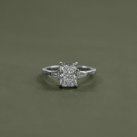 Radiant Cut Lab Diamond Three Stone Ring