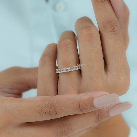Emerald Cut Lab Diamond Half Eternity Band