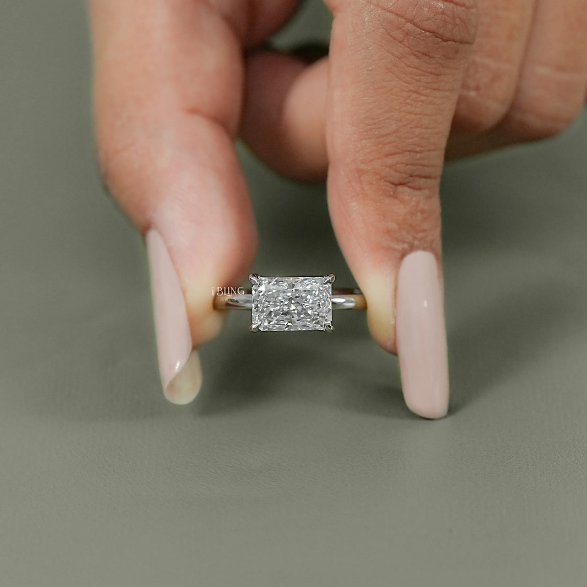Radiant Lab Grown Diamond East West Solitaire Ring Solitaire Ring