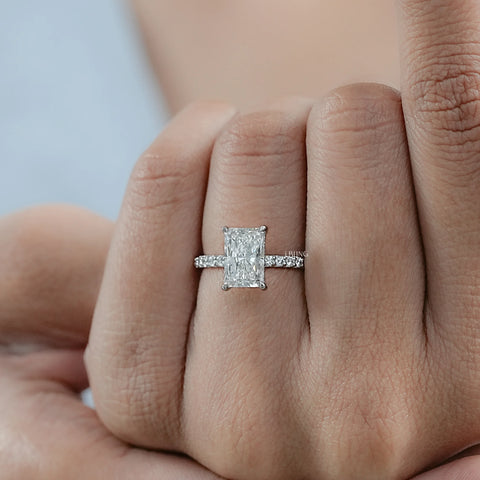 Radiant Lab Grown Diamond Solitaire Accent Ring
