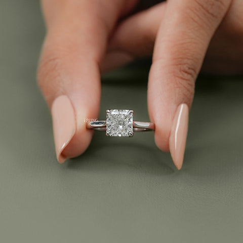 Square Radiant Cut Lab Diamond Solitaire Ring