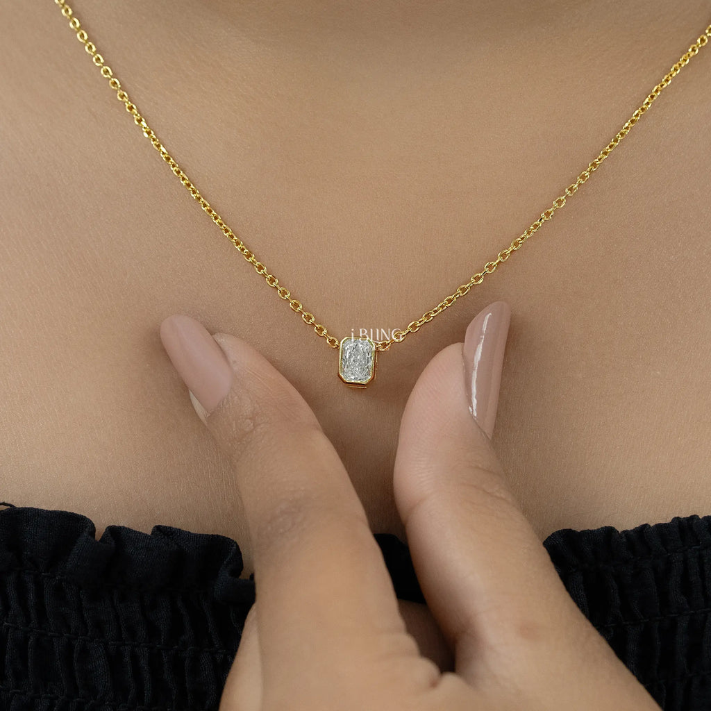 Radiant Cut Lab Diamond Solitaire Pendant Necklace