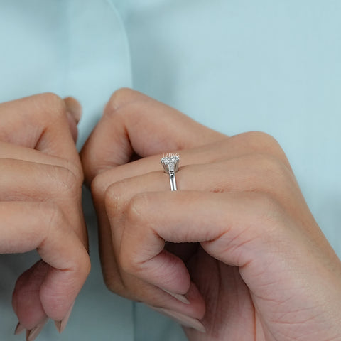 Round Cut Lab Diamond Three Stone Engagement Ring