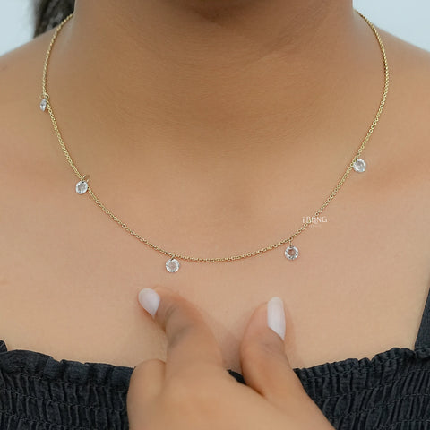 Rose Cut Round Diamond Station Necklace