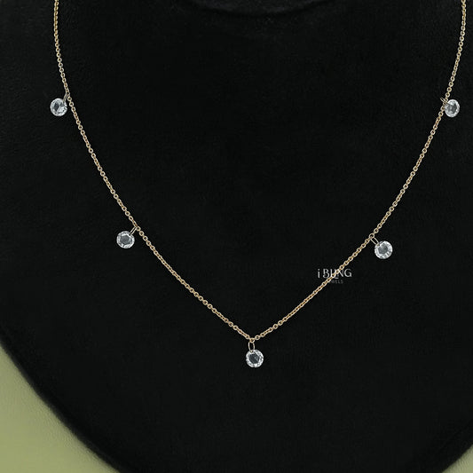 Rose Cut Round Diamond Station Necklace Necklace