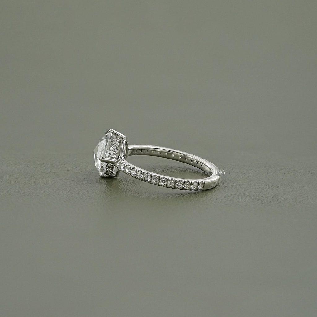 Hidden Halo Rose Cut Round Diamond Accent Ring