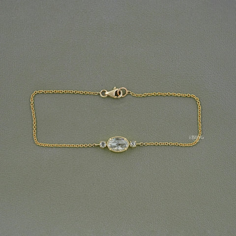 Three Stone Rose Cut Oval Diamond Bracelet