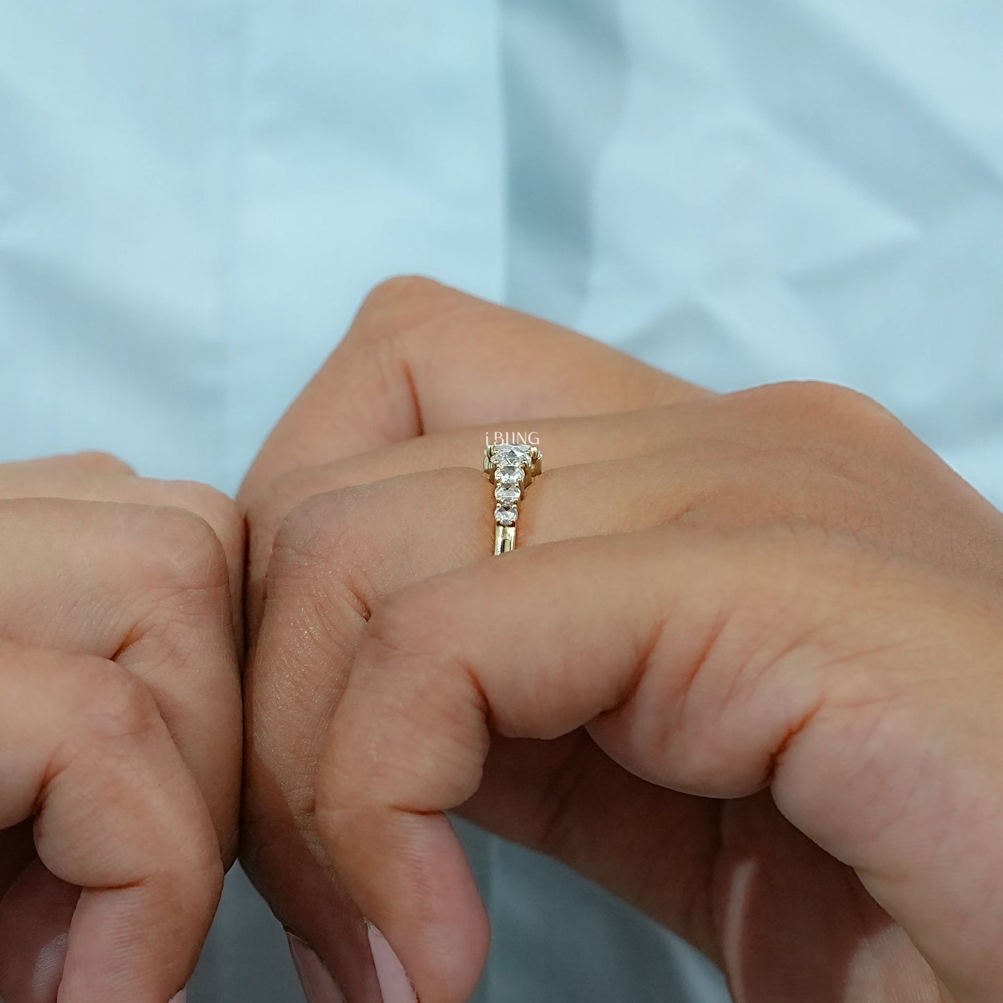 Rose Cut Round Diamond Engagement Ring Band
