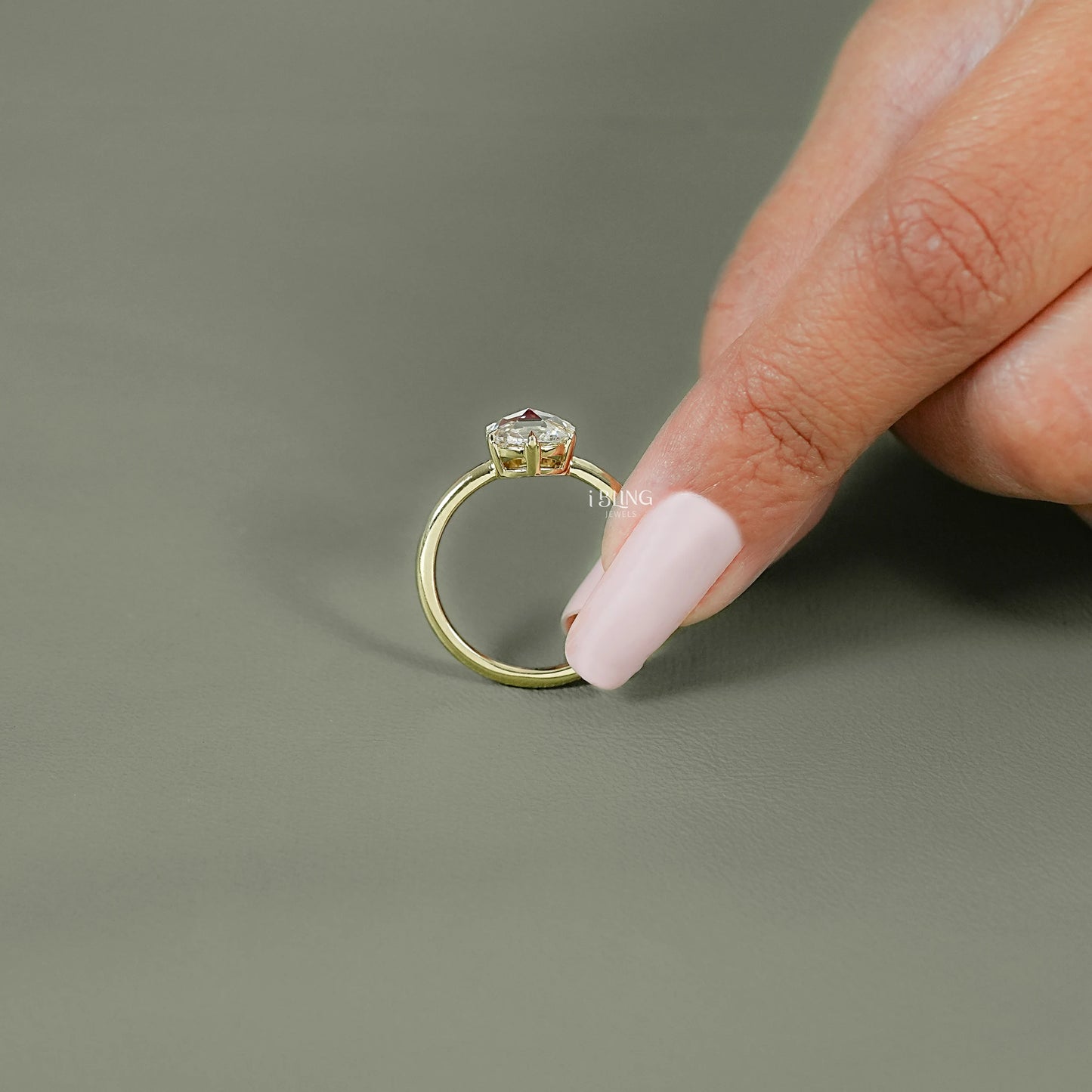 Round Rose Cut Lab Diamond Solitaire Ring Solitaire Ring