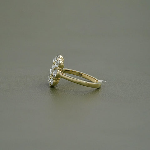 Rose Cut Round Diamond Halo Engagement Ring