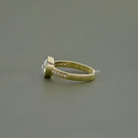 Bezel Set Rose Cut Round Accent Diamond Ring