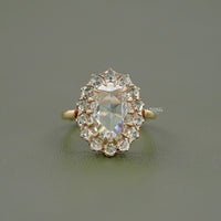 Rose Cut Oval Lab Diamond Halo Ring