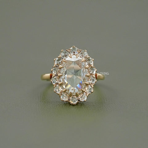 Rose Cut Oval Lab Diamond Halo Ring