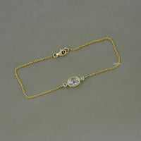 Three Stone Rose Cut Oval Diamond Bracelet