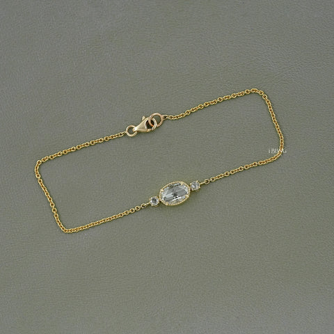 Three Stone Rose Cut Oval Diamond Bracelet