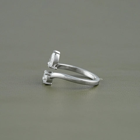 Pear & Round Cut Lab Grown Diamond Two Stone Ring