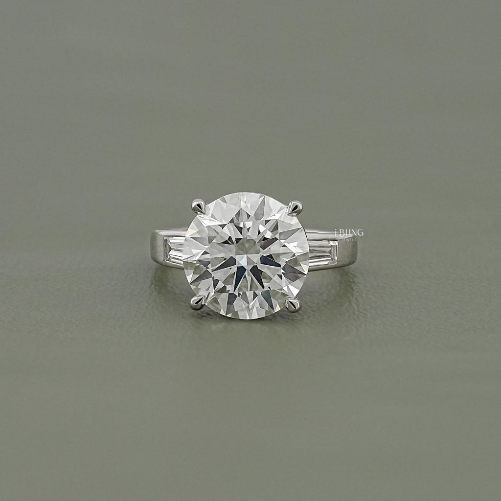 Round And Tapered Baguette Lab Diamond Ring