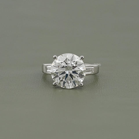 Round And Tapered Baguette Lab Diamond Ring