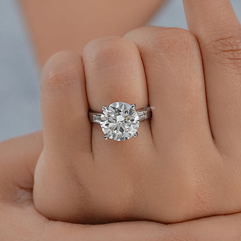 Round And Tapered Baguette Lab Diamond Ring
