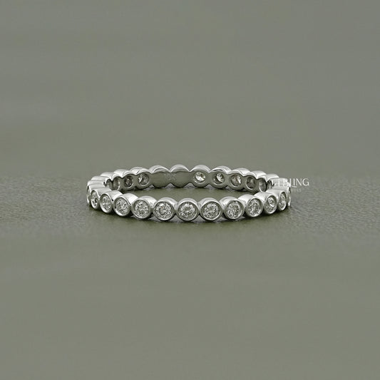 Bezel Set Round Cut Lab Diamond Wedding Band Full Eternity