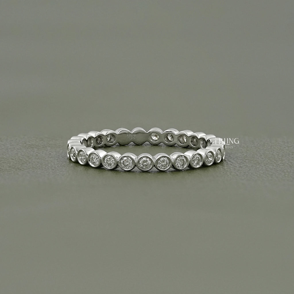 Bezel Set Round Cut Lab Diamond Wedding Band