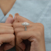 Round Cut Bezel Set Hidden Halo Engagement Ring