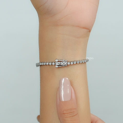 Bezel Set Round Lab Grown Diamond Tennis Bracelet