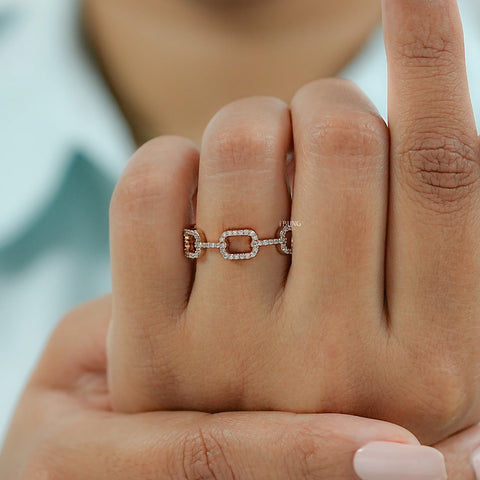 Round Diamond Link Chain Wedding Ring