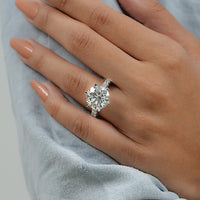 Round Lab Diamond Solitaire Pave Engagement Ring
