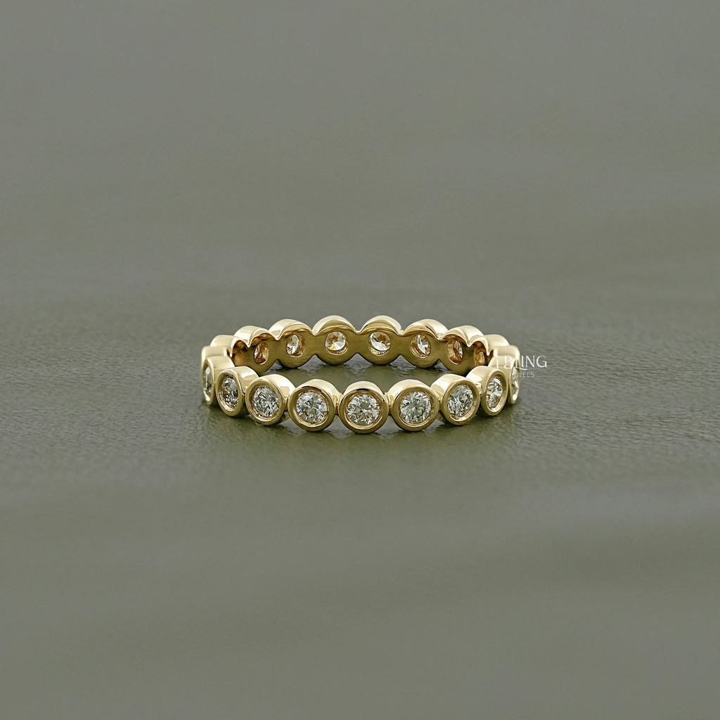 Round Bezel Set Lab Grown Diamond Wedding Band
