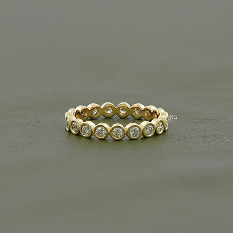Round Bezel Set Lab Grown Diamond Wedding Band