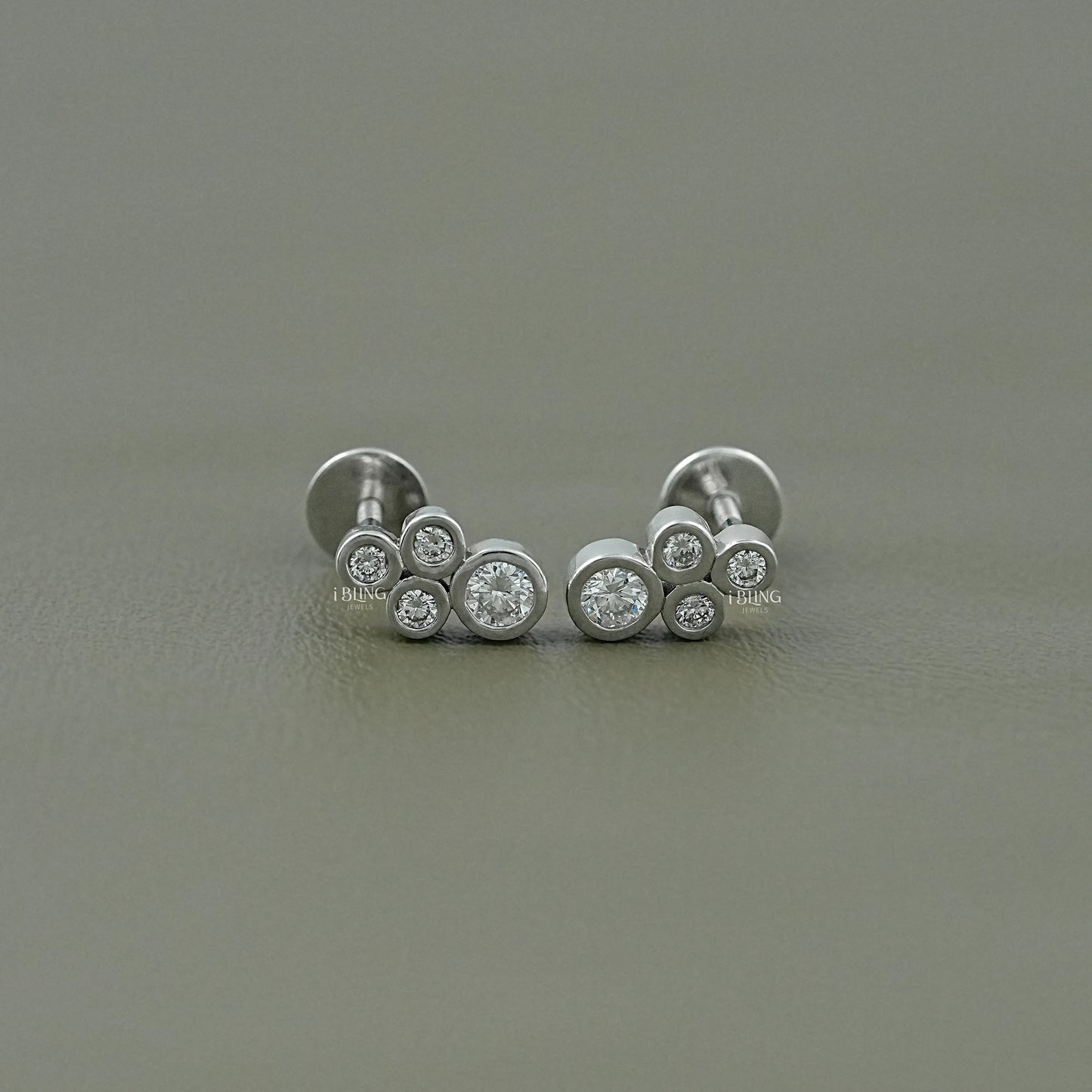 Round Cut Lab Grown Diamond Bezel Set Stud Earrings Stud