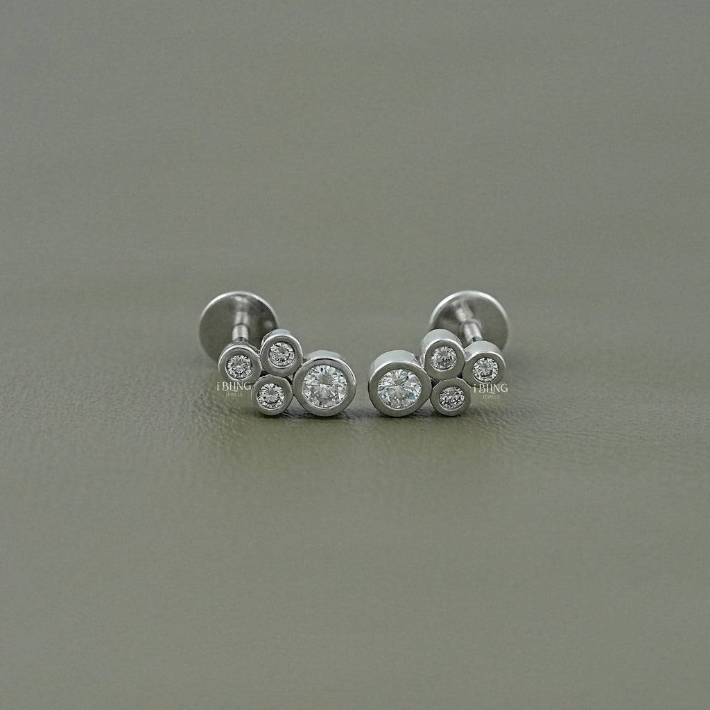 Round Cut Lab Grown Diamond Bezel Set Stud Earrings