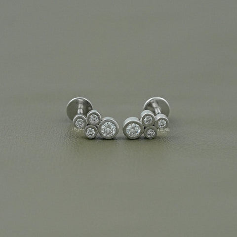 Round Cut Lab Grown Diamond Bezel Set Stud Earrings